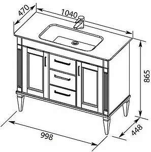 Тумба-умывальник напольная Aquanet Селена 105 белый/серебро 00201649+00186680 Тумба-умывальник напольная Aquanet Селена 105 белый/серебро 00201649+00186680, 2