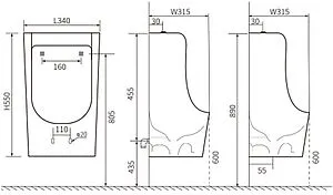 Писсуар с внешним подводом воды Aquatek белый AQ3040-F-00 Писсуар с внешним подводом воды Aquatek белый AQ3040-F-00, 2
