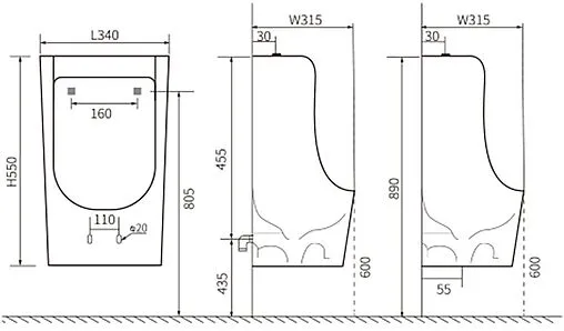 Писсуар с внешним подводом воды Aquatek белый AQ3040-F-00