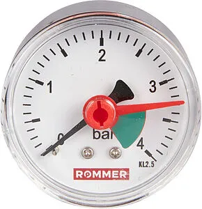 Манометр аксиальный Rommer 50 мм 4 бар ¼&quot; RIM-0007-500408, 1