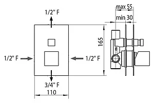 Смеситель для ванны скрытого монтажа Bossini Cube хром Z004202.030, 3