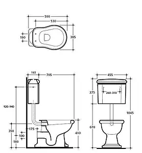 Труба к подвесному бачку Kerasan Retro золото 750491 Труба к подвесному бачку Kerasan Retro золото 750491, 3