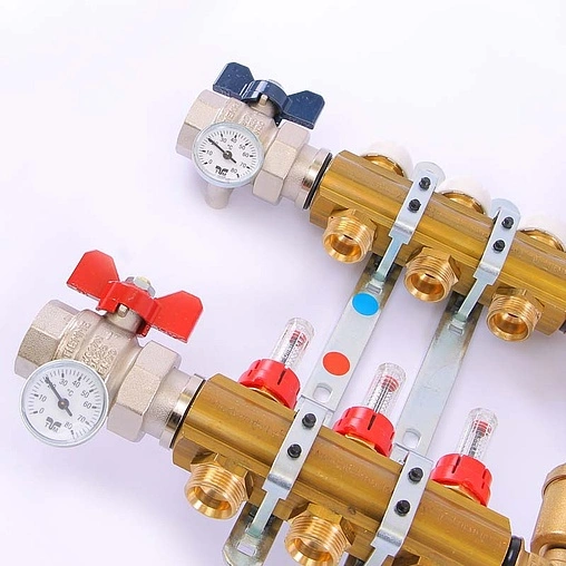 Группа коллекторная с расходомерами 3 отвода 1&quot;в/в x ¾&quot;ек Tiemme 3870008