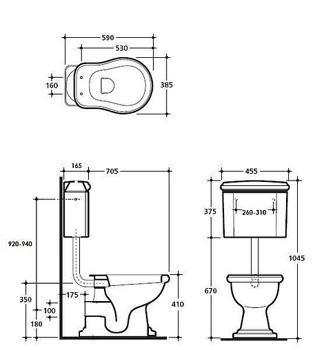 Труба к подвесному бачку Kerasan Retro золото 750491