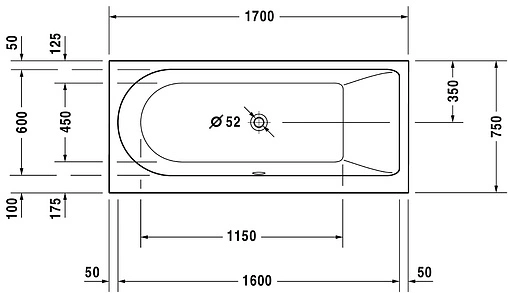 Ванна акриловая Duravit Darling New 170x75 R 700243000000000