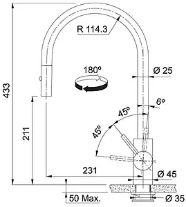 Смеситель для кухни с выдвижным изливом Franke Eos Neo нержавеющея сталь 115.0590.045 Смеситель для кухни с выдвижным изливом Franke Eos Neo нержавеющея сталь 115.0590.045, 2