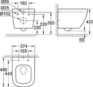Унитаз подвесной безободковый Grohe Euro Ceramic белый 3920600H, 2