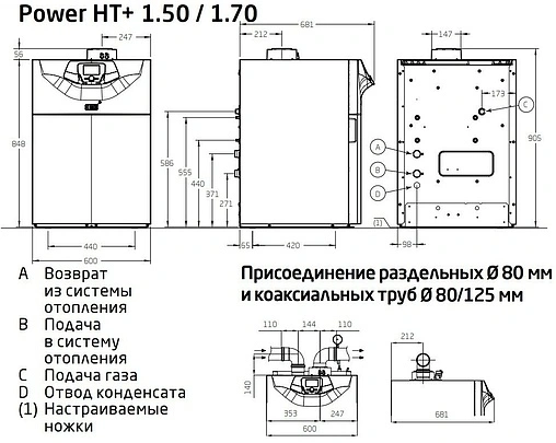 Напольный конденсационный газовый котел одноконтурный 50кВт Baxi POWER HT+ 1.50 A7612418