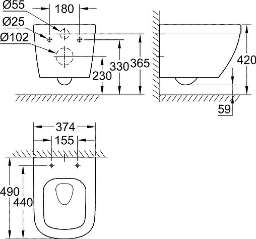 Унитаз подвесной безободковый Grohe Euro Ceramic белый 3920600H