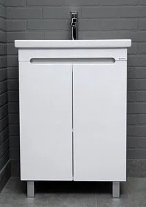 Тумба-умывальник напольная Айсберг Аура 60 белый DA2502T+S-UM-COM60/1-w, 4