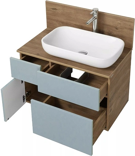 Тумба под умывальник подвесная Aquaton Мишель 80 фьорд/дуб рустикальный 1A256801MIX30