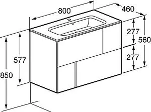 Тумба-умывальник подвесная Roca Luna 80 синий ZRU9307767+ZRU9307771+32700B000 Тумба-умывальник подвесная Roca Luna 80 синий ZRU9307767+ZRU9307771+32700B000, 2
