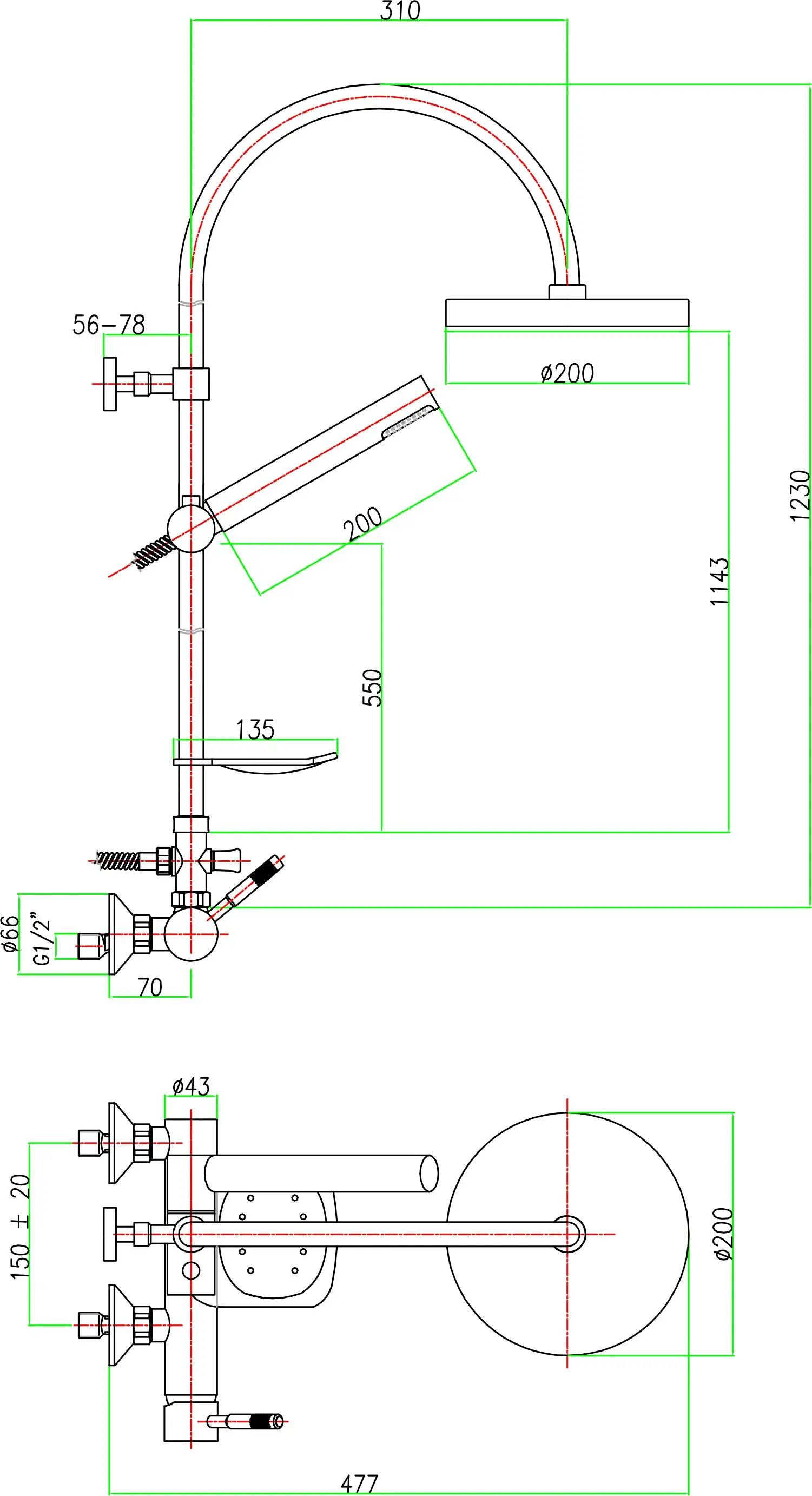 Душевая система со смесителем для душа Fiore Xenon хром 44CR5189 Душевая система со смесителем для душа Fiore Xenon хром 44CR5189, 2