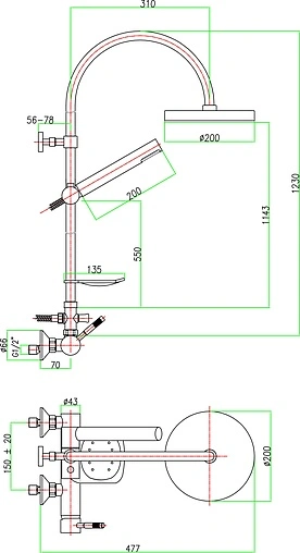 Душевая система со смесителем для душа Fiore Xenon хром 44CR5189
