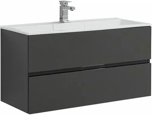 Тумба-умывальник подвесная Aquanet Алвита 100 серый антрацит 00240112+00222717