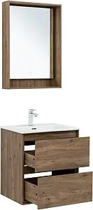 Тумба-умывальник подвесная Aquanet Милан 60 дуб рустикальный 00336377+00254363, 5