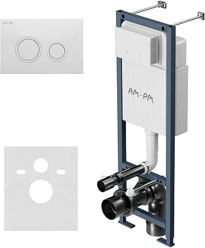 Инсталляция для подвесного унитаза Set 4 в 1 Am.Pm ErgoFit I012711.0101 с кнопкой белый глянцевый Инсталляция для подвесного унитаза Set 4 в 1 Am.Pm ErgoFit I012711.0101 с кнопкой белый глянцевый