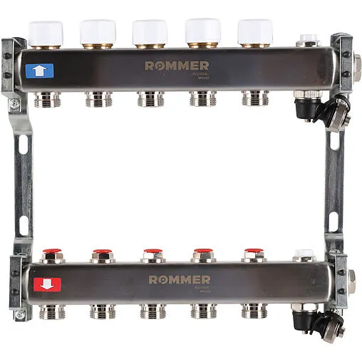 Группа коллекторная без расходомеров 5 отводов 1&quot;в/в x ¾&quot;ек Rommer RMS-3201-000005
