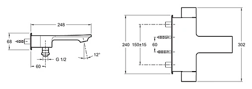 Смеситель для ванны Jacob Delafon Stance хром E9100-CP