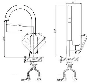 Смеситель для кухни D&K Venice Gondola чёрный матовый DA1022418 Смеситель для кухни D&K Venice Gondola чёрный матовый DA1022418, 2