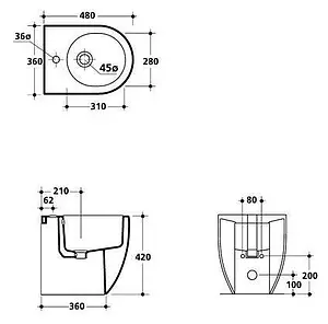 Биде напольное Kerasan Flo белый 312101, 2