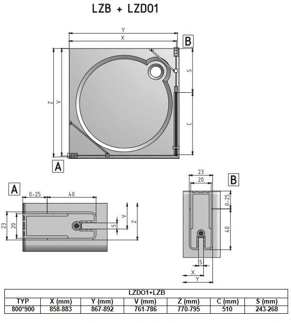 Душевое ограждение 800x900мм прозрачное стекло Roltechnik Lega Lift Line LZDO1+LZB/800*900 226-8000000-00-02+228-9000000-00-02
