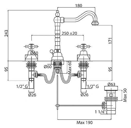 Смеситель для раковины Cezares Lord хром LORD-BLS2-01