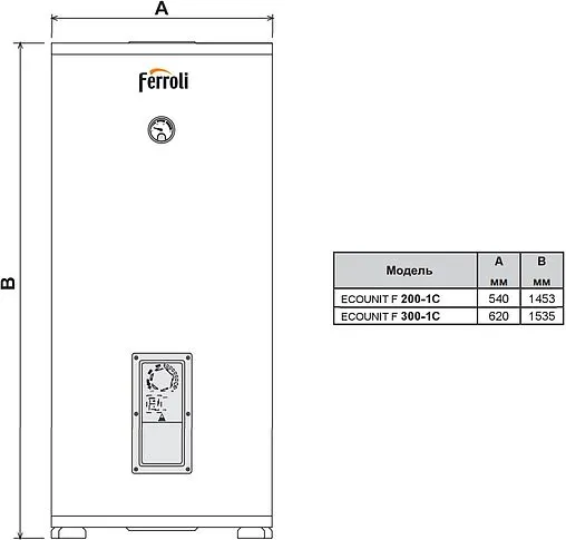 Бойлер комбинированного нагрева Ferroli Ecounit F 200 1C (35 кВт) GRL4110A