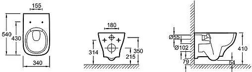 Комплект 6 в 1 Jacob Delafon Struktura 54 EDE103-00 с кнопкой E36496-00 белый глянцевый
