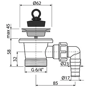 Выпуск для мойки AlcaPlast полированная сталь A31P, 2