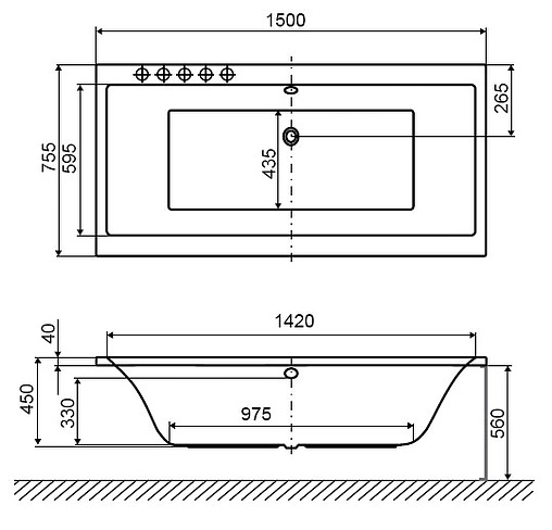 Ванна акриловая Excellent Pryzmat 150x75 WAEX.PRY15WH