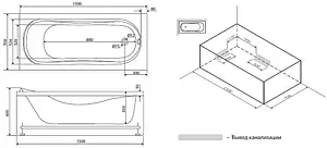 Ванна акриловая Damixa Origin Evo 150x70 82A-150-070W-A Ванна акриловая Damixa Origin Evo 150x70 82A-150-070W-A, 2