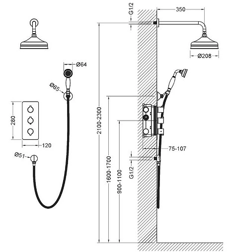Душевая система с термостатом для душа Timo Petruma бронза/белый SX-5169/02SM