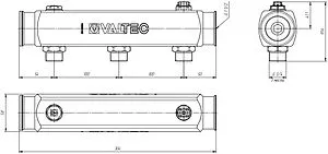 Коллектор распределительный проходной 3 отвода 1½"в/в x ¾"н Valtec VTc.510.SS.080503 Коллектор распределительный проходной 3 отвода 1½"в/в x ¾"н Valtec VTc.510.SS.080503, 2
