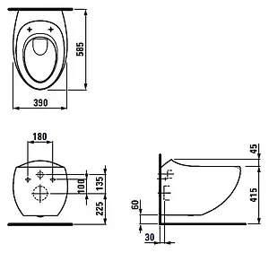 Унитаз подвесной Laufen Alessi One c покрытием LCC белый 8.2097.6.400.000.1, 2