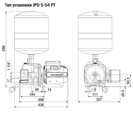 Станция автоматического водоснабжения Grundfos JPD 4-54 PT-V 99074053