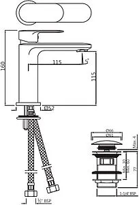 Смеситель для раковины Jaquar Opal Prime хром OPP-CHR-15011BPMCLW, 2