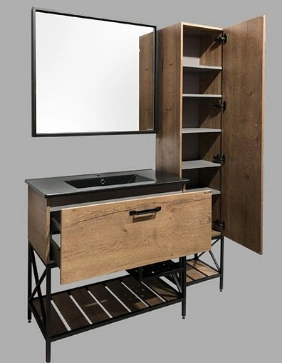 Тумба-умывальник напольная Comforty Бредфорд 90 дуб тёмный/чёрный 00004148003CF