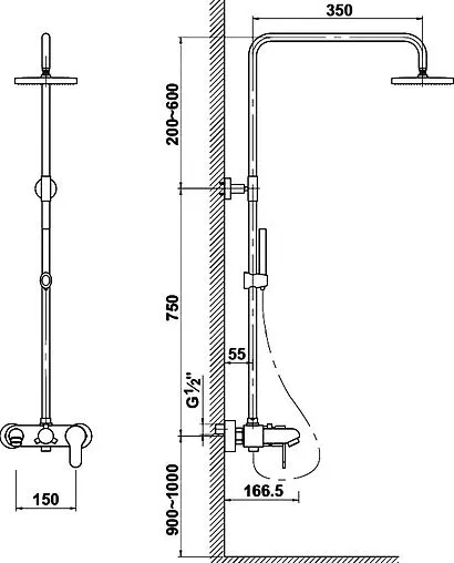 Душевая система со смесителем для ванны Timo Supra хром SX-110 color