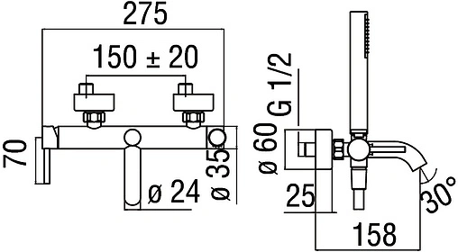 Смеситель для ванны Nobili Acquerelli хром AQ93110CR