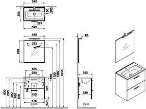 Комплект мебели подвесная VitrA Mia 60 белый 75021 Комплект мебели подвесная VitrA Mia 60 белый 75021, 2