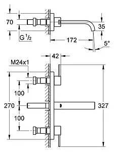 Смеситель для раковины из стены Grohe Allure хром 20189000 Смеситель для раковины из стены Grohe Allure хром 20189000, 2