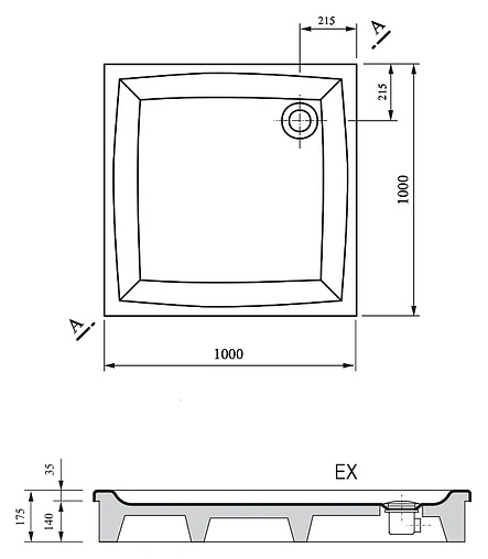 Поддон для душа Ravak Perseus-100 EX A02AA01310