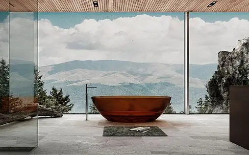 Ванна отдельностоящая прозрачная Abber Kristall 180x85 AT9702Opal