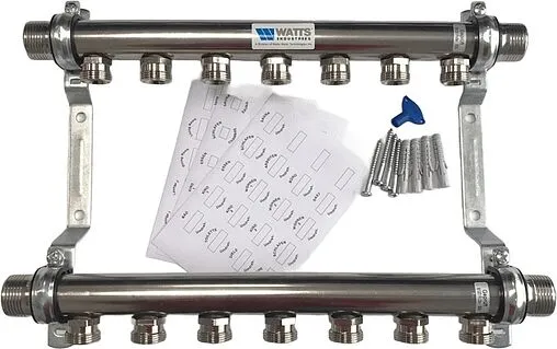 Группа коллекторная распределительная 7 отводов 1&quot;н/н x ¾&quot;ек Watts HLV2000 VA 10080779