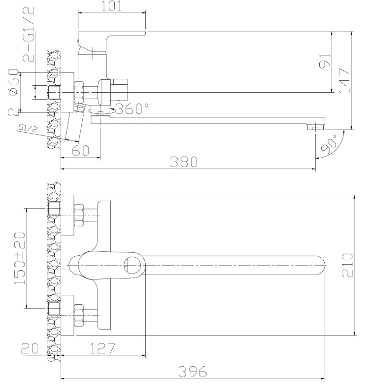 Смеситель для ванны с длинным изливом Rossinka хром RS33-32