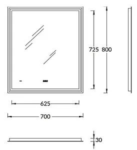 Зеркало с подсветкой Kerama Marazzi Tecno 70 с подогревом белый глянцевый TE.mi.70 Зеркало с подсветкой Kerama Marazzi Tecno 70 с подогревом белый глянцевый TE.mi.70, 2