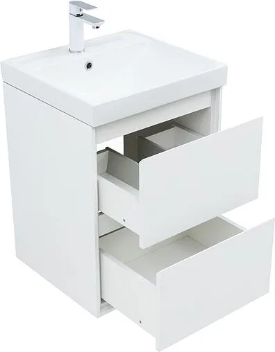 Тумба-умывальник подвесная Aquanet Милан 50 белый глянец 00336366+00303190