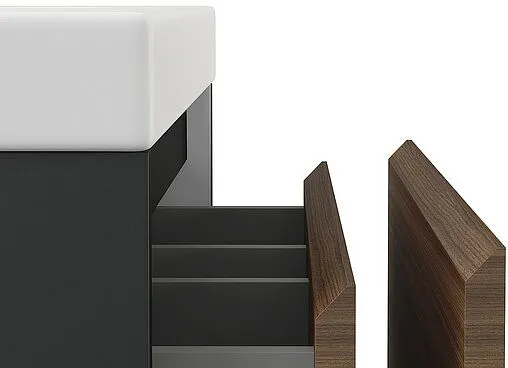 Тумба под умывальник подвесная Cersanit Grande 80 чёрный орех 64760