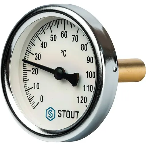 Термометр биметаллический Stout 63мм 120°С гильза 50мм ½&quot; SIM-0001-635015